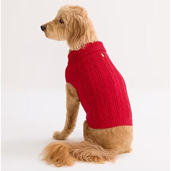 St. John's Bark Red Cable Knit Dog Sweater Size Medium - Picture 2 of 9